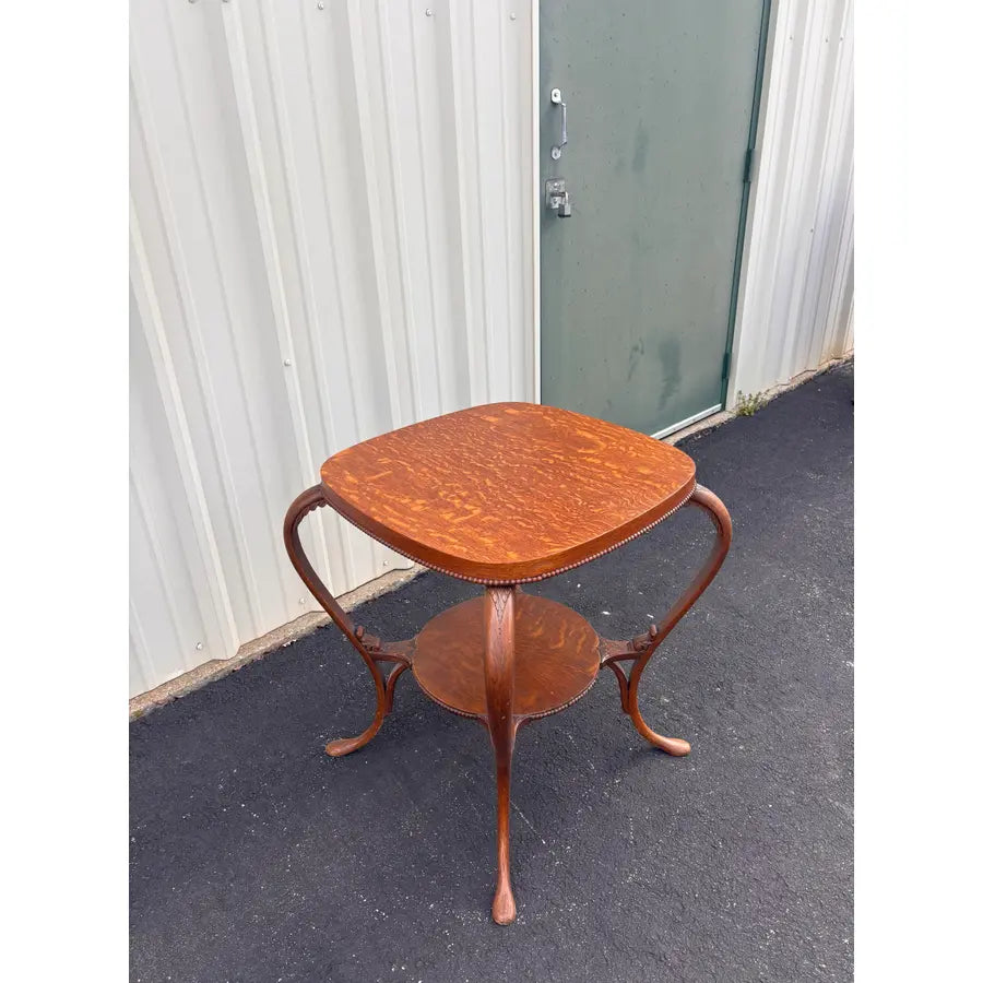 Antique Tiger Oak Lamp End Table