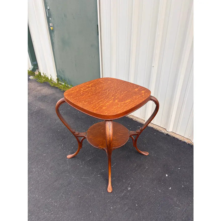 Antique Tiger Oak Lamp End Table