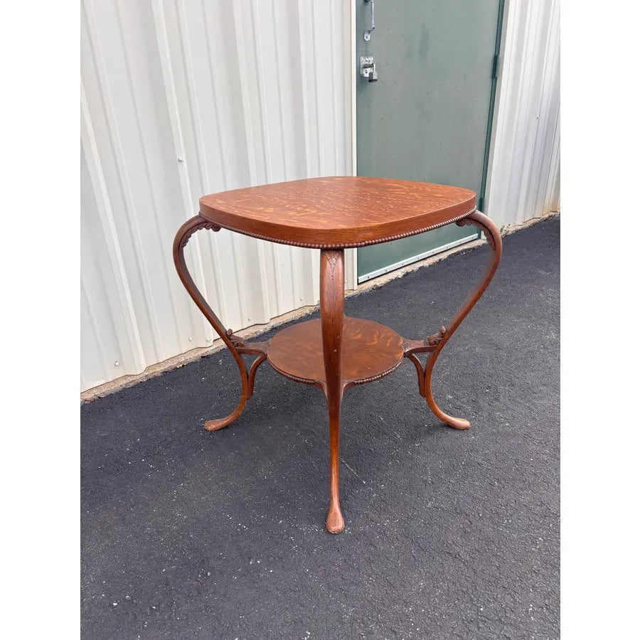Antique Tiger Oak Lamp End Table