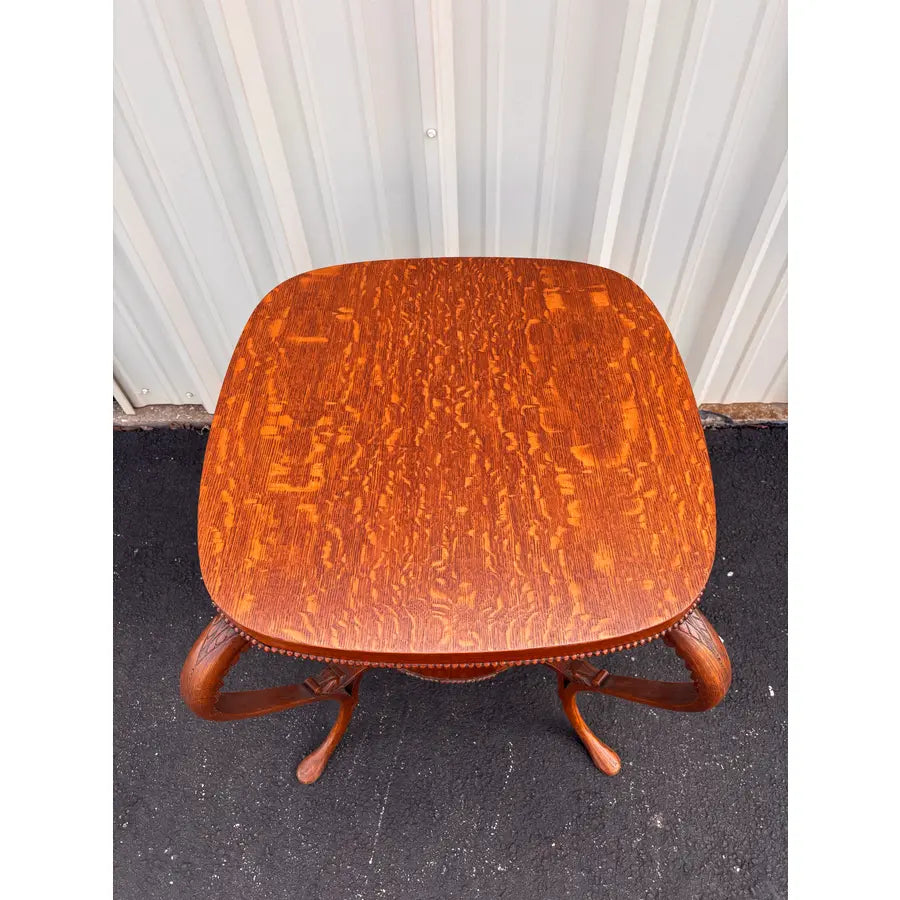 Antique Tiger Oak Lamp End Table