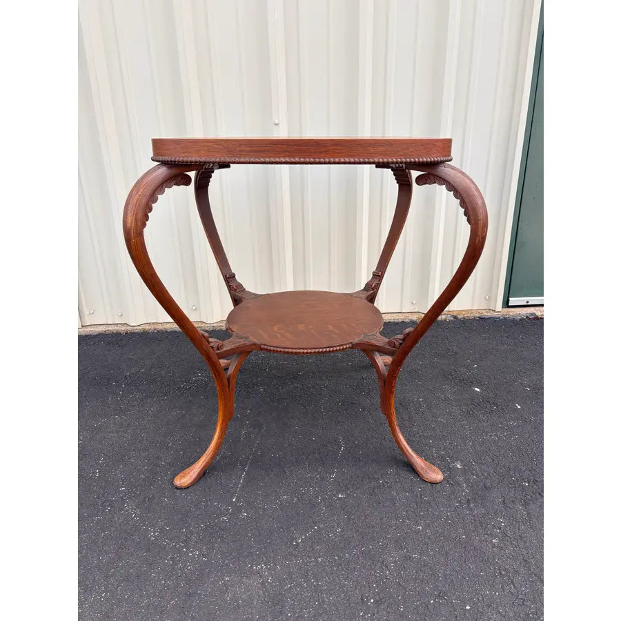 Antique Tiger Oak Lamp End Table