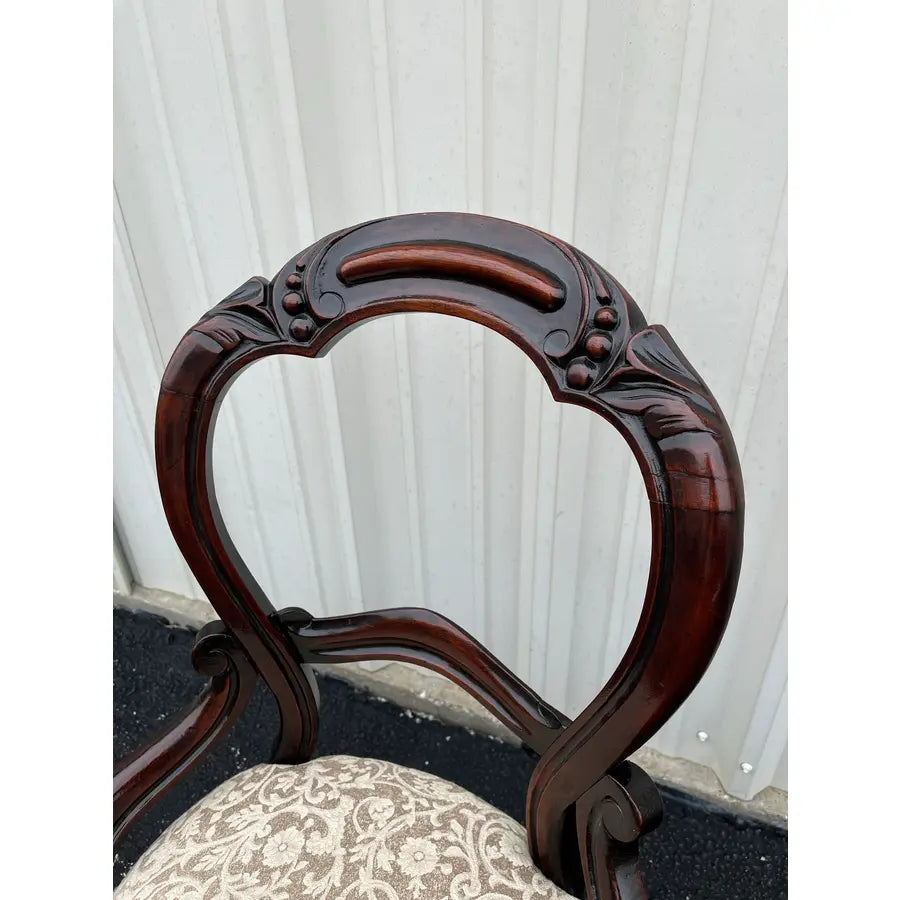 Antique Victorian American Balloon Back Mahogany Dining Chairs- Set of 4
