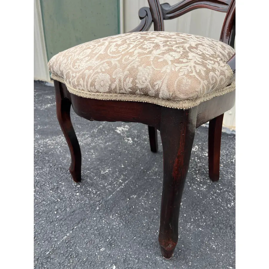 Antique Victorian American Balloon Back Mahogany Dining Chairs- Set of 4