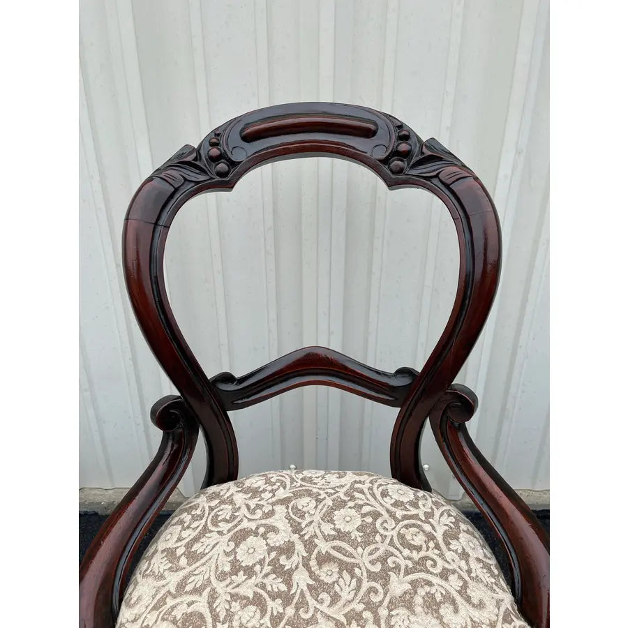 Antique Victorian American Balloon Back Mahogany Dining Chairs- Set of 4