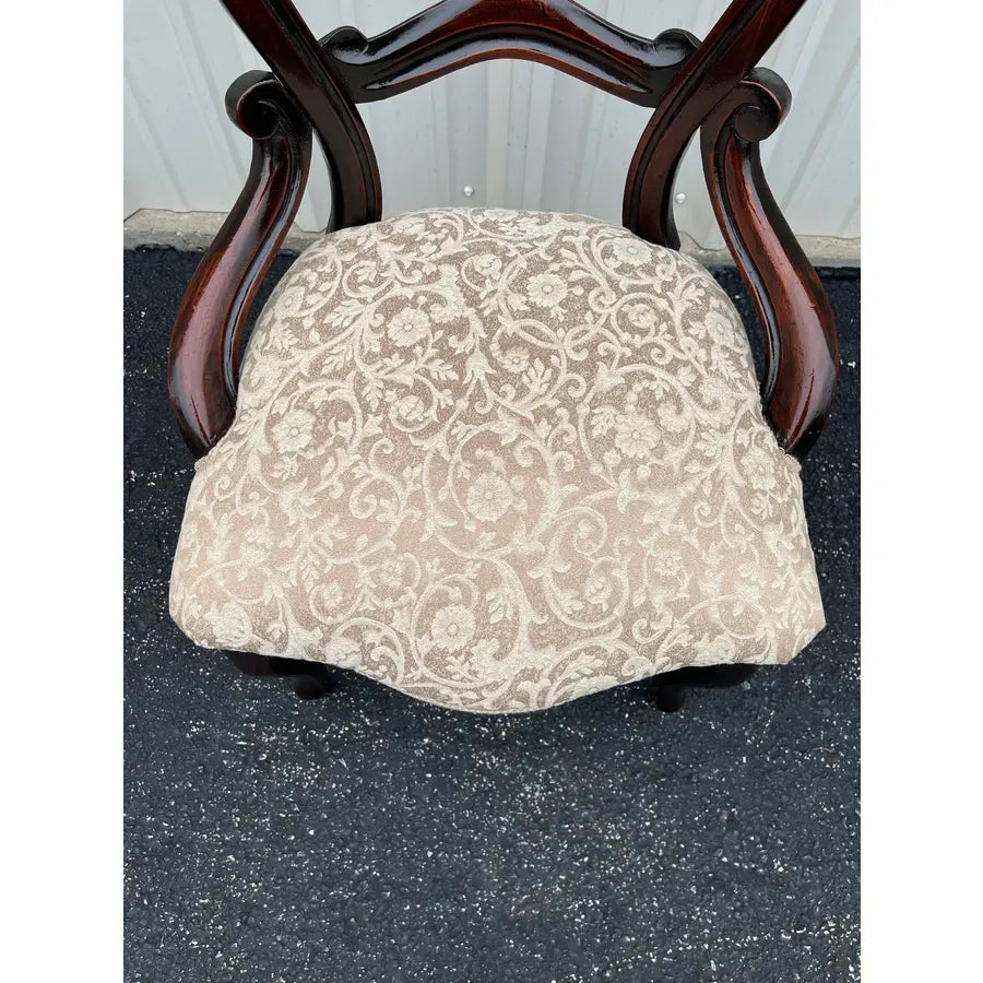 Antique Victorian American Balloon Back Mahogany Dining Chairs- Set of 4