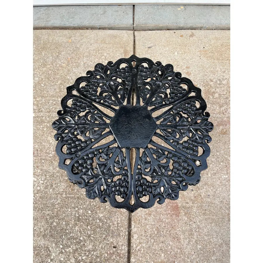 Antique Victorian Cast Iron Grapevine and Leaf Garden Table and Chairs - Set of 3