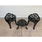 Antique Victorian Cast Iron Grapevine and Leaf Garden Table and Chairs - Set of 3