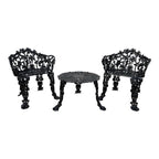 Antique Victorian Cast Iron Grapevine and Leaf Garden Table and Chairs - Set of 3