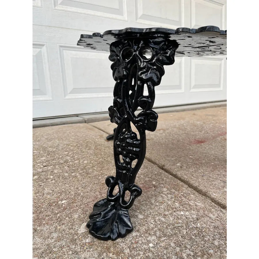 Antique Victorian Cast Iron Grapevine and Leaf Garden Table and Chairs - Set of 3