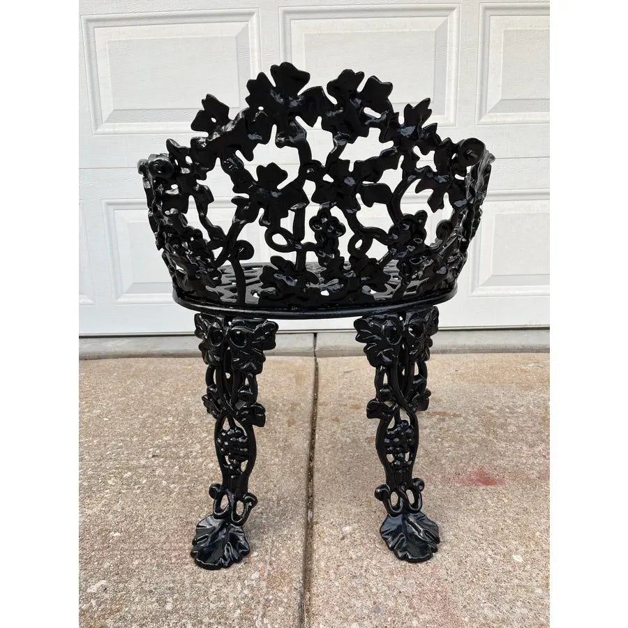 Antique Victorian Cast Iron Grapevine and Leaf Garden Table and Chairs - Set of 3