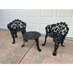 Antique Victorian Cast Iron Grapevine and Leaf Garden Table and Chairs - Set of 3