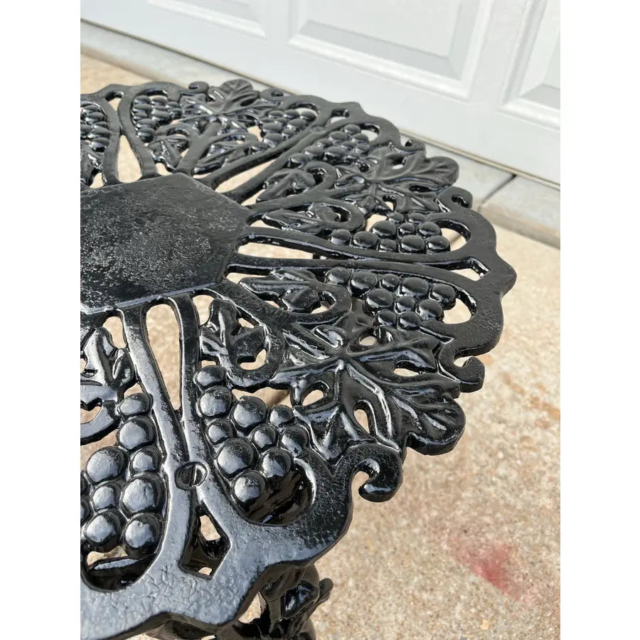Antique Victorian Cast Iron Grapevine and Leaf Garden Table and Chairs - Set of 3