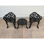 Antique Victorian Cast Iron Grapevine and Leaf Garden Table and Chairs - Set of 3