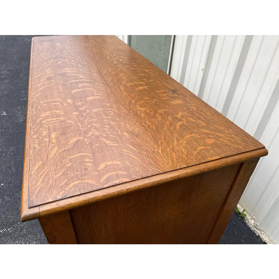 Antique Victorian Quartersawn Oak Barley Twist Sideboard Buffet