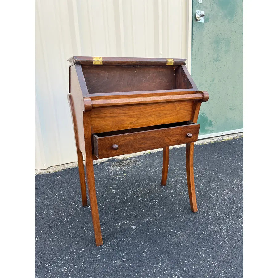 Antique Walnut and Burlwood Dough Box or Storage Table