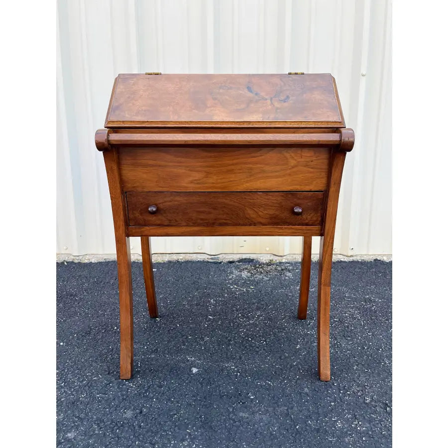 Antique Walnut and Burlwood Dough Box or Storage Table