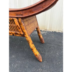 Asian Style Burnt Bamboo Rattan Scroll Arm Bench or Stool