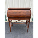 Asian Style Burnt Bamboo Roll Top Desk