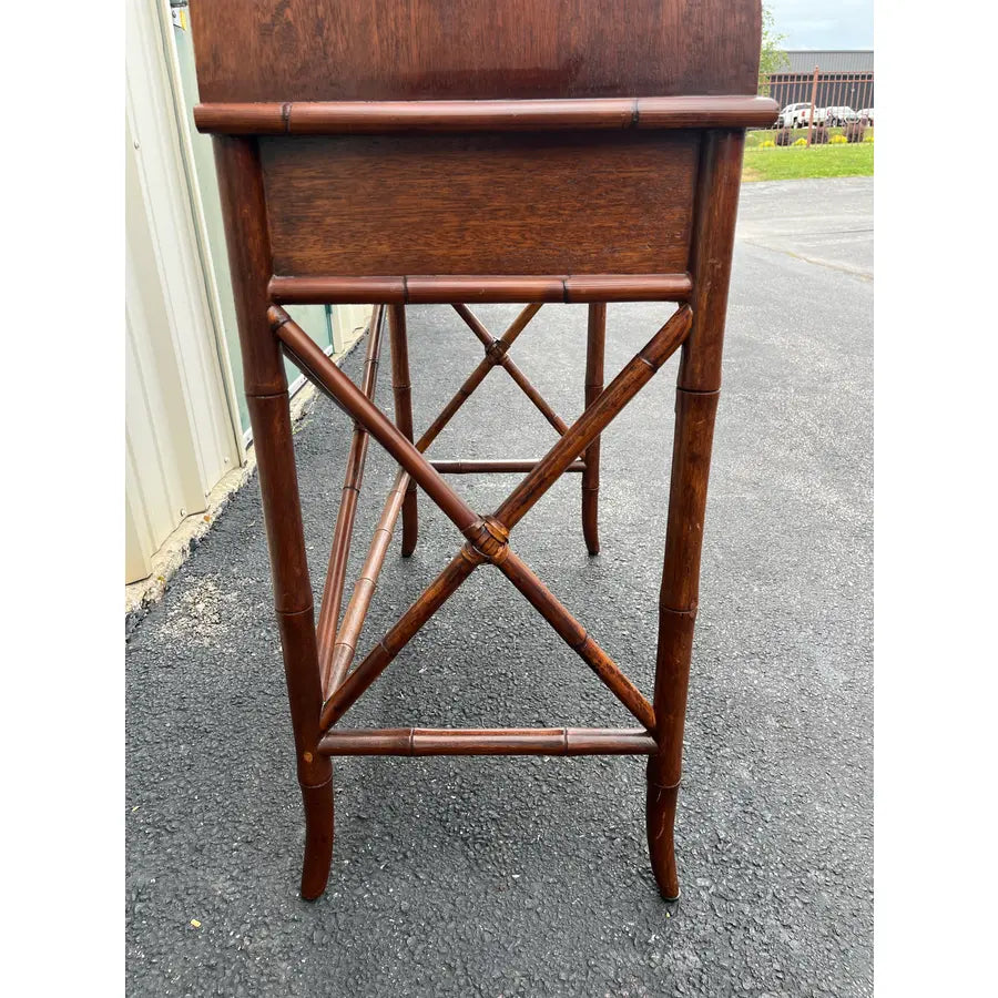 Asian Style Burnt Bamboo Roll Top Desk