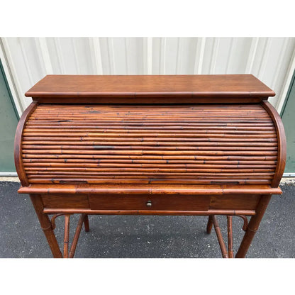 Asian Style Burnt Bamboo Roll Top Desk