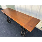 Baker Furniture Wrought Iron and Rustic Pine Sofa Console Table