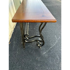 Baker Furniture Wrought Iron and Rustic Pine Sofa Console Table