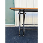 Baker Furniture Wrought Iron and Rustic Pine Sofa Console Table