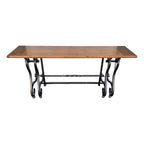 Baker Furniture Wrought Iron and Rustic Pine Sofa Console Table