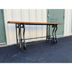 Baker Furniture Wrought Iron and Rustic Pine Sofa Console Table