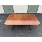 Banded Mahogany Double Pedestal Extension Dining Table- Clawfoot, Corded Edge- Circa 1980