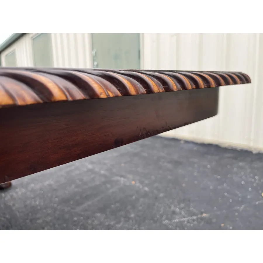 Banded Mahogany Double Pedestal Extension Dining Table- Clawfoot, Corded Edge- Circa 1980