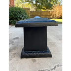 Black Concrete Garden Benches With Raised Rabbits Relief- A Pair