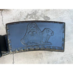 Black Concrete Garden Benches With Raised Rabbits Relief- A Pair