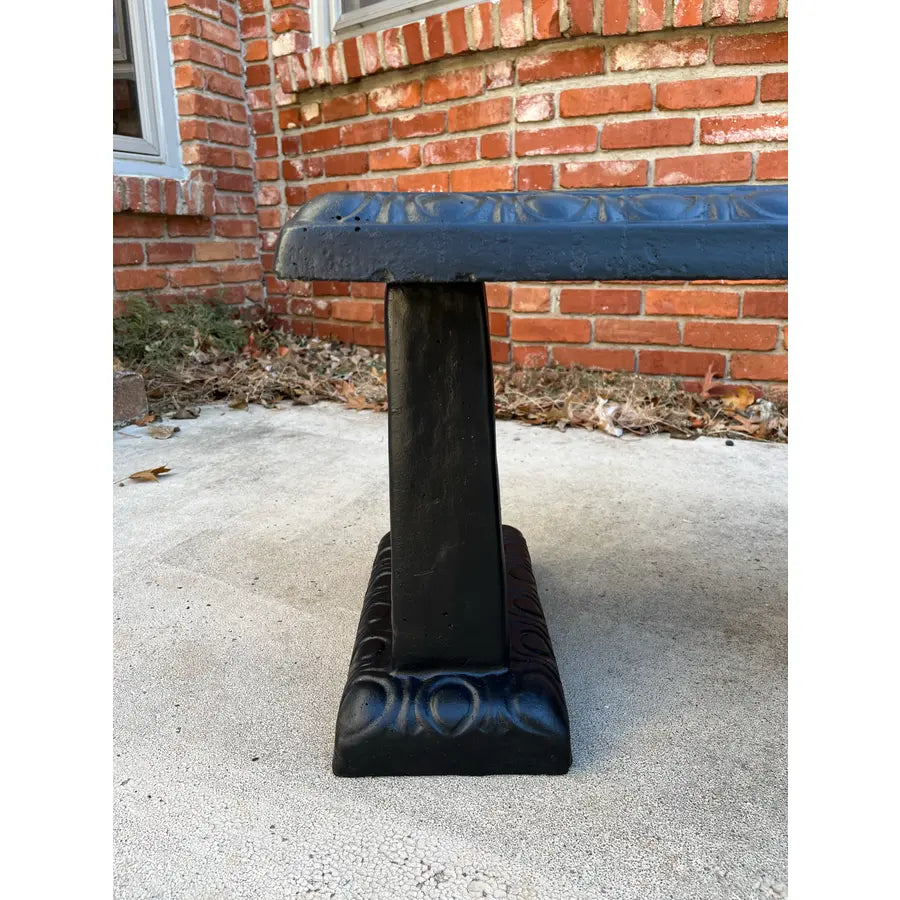 Black Concrete Garden Benches With Raised Rabbits Relief- A Pair