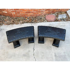 Black Concrete Garden Benches With Raised Rabbits Relief- A Pair