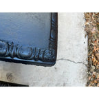 Black Concrete Garden Benches With Raised Rabbits Relief- A Pair