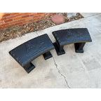 Black Concrete Garden Benches With Raised Rabbits Relief- A Pair