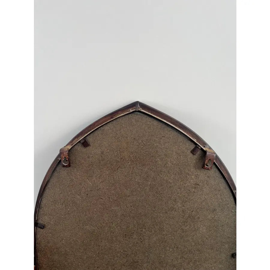 Blackened Bronze Cathedral Style Beveled Glass Wall Mirror and Caddy