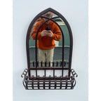Blackened Bronze Cathedral Style Beveled Glass Wall Mirror and Caddy