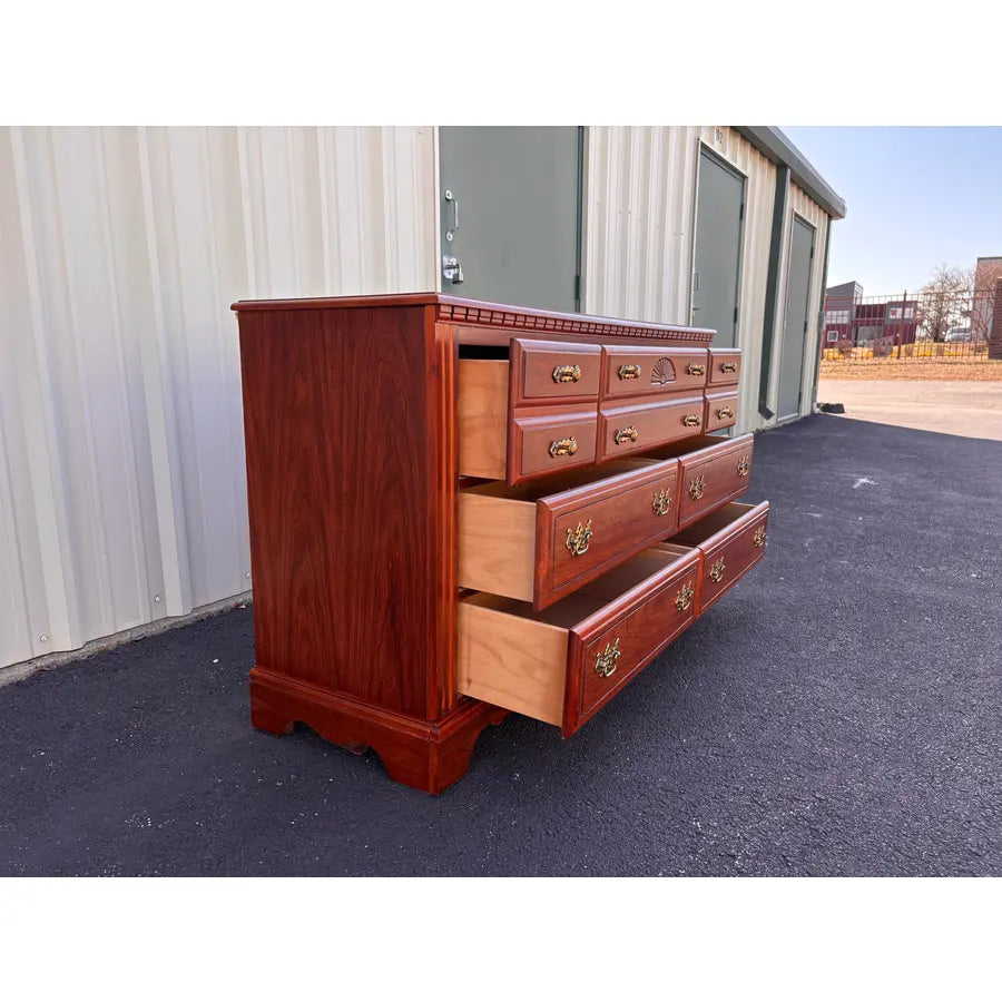 Broyhill Chippendale 7-Drawer Cherry Long Dresser