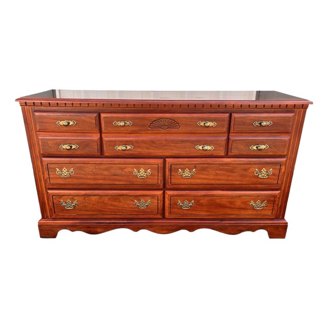 Broyhill Chippendale 7-Drawer Cherry Long Dresser