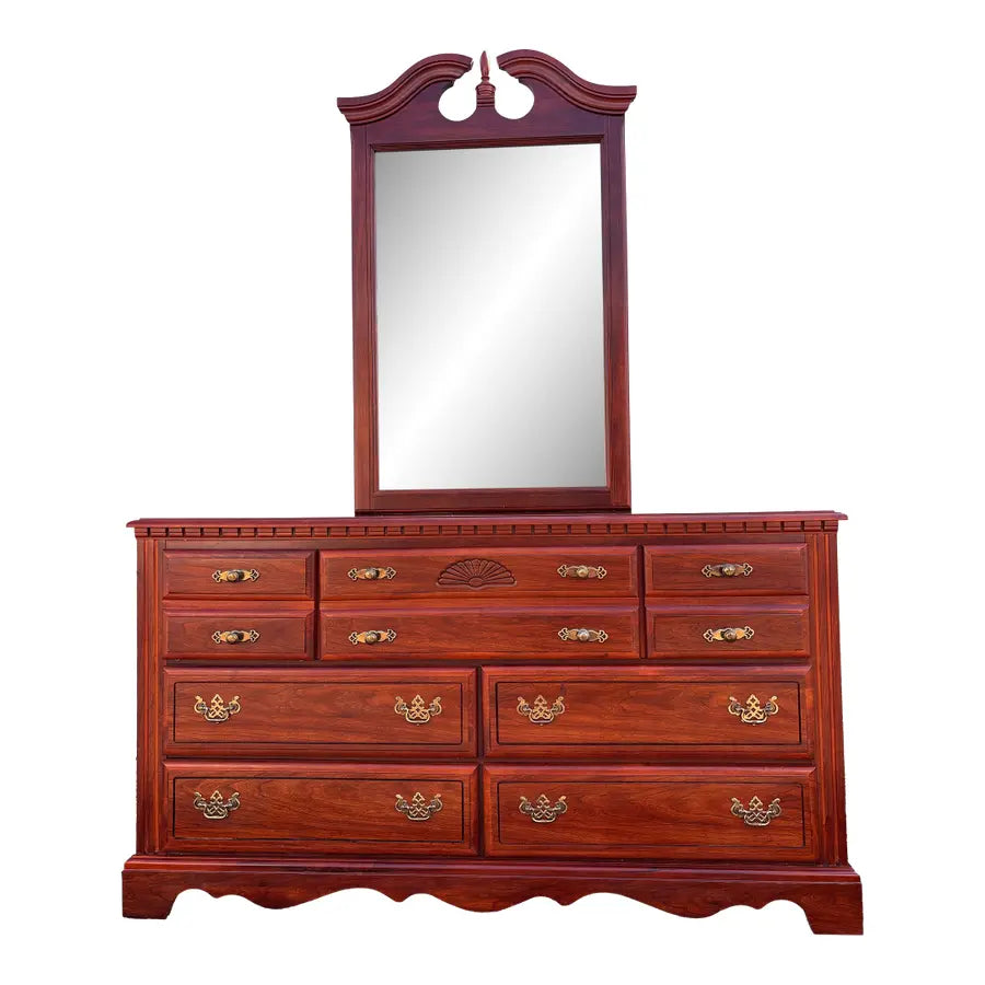 Broyhill Chippendale 7-Drawer Cherry Long Dresser
