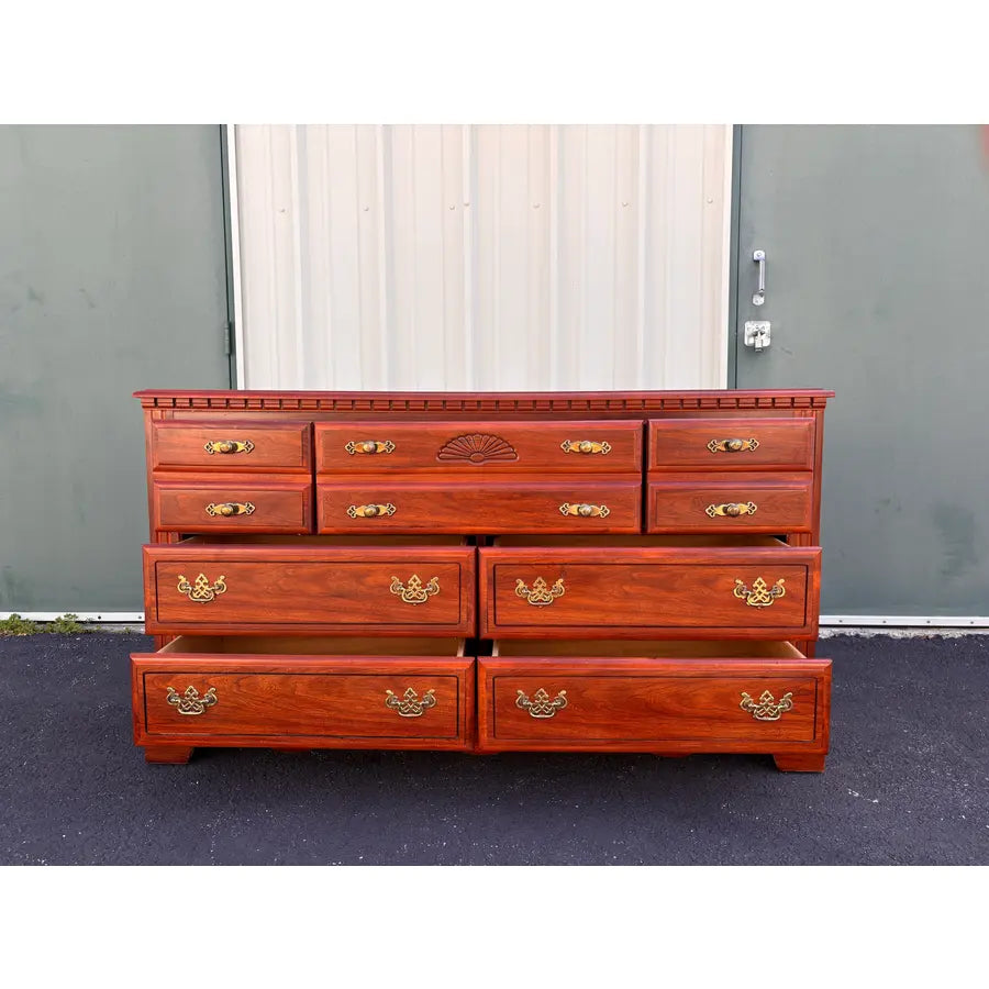 Broyhill Chippendale 7-Drawer Cherry Long Dresser