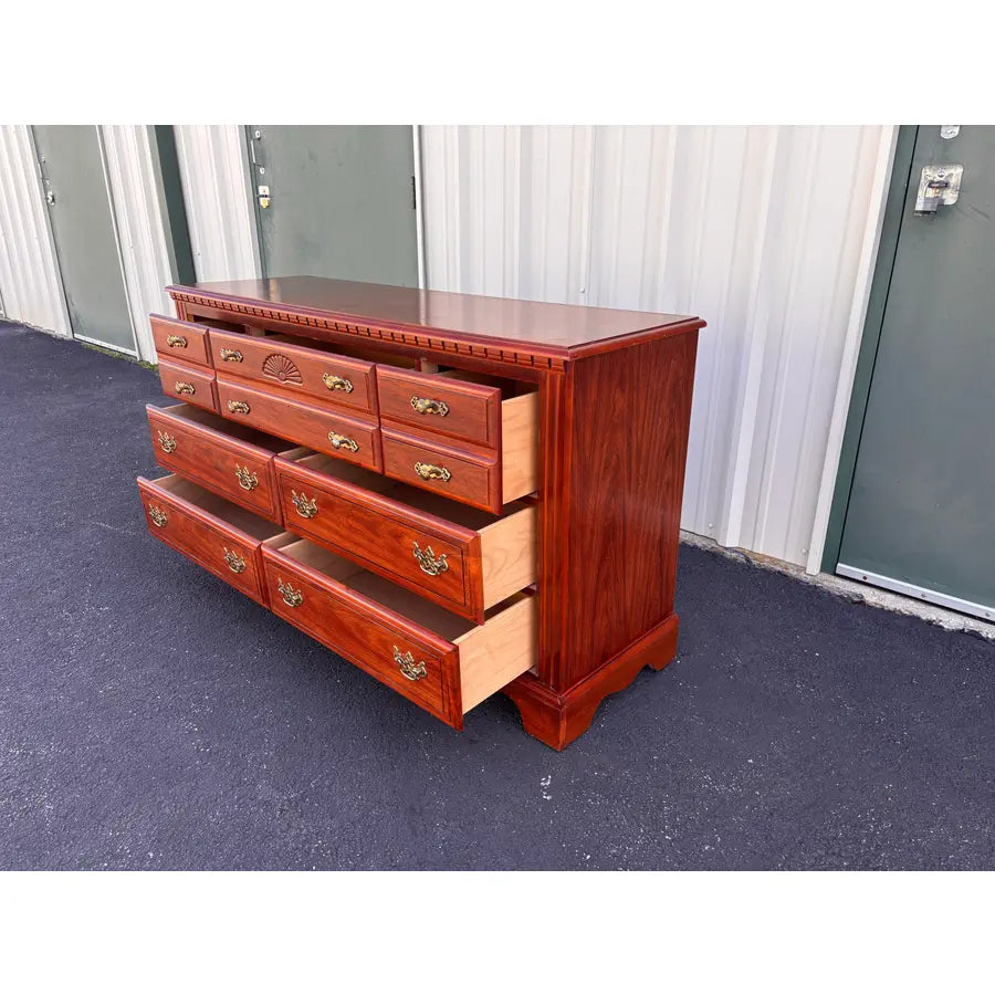 Broyhill Chippendale 7-Drawer Cherry Long Dresser