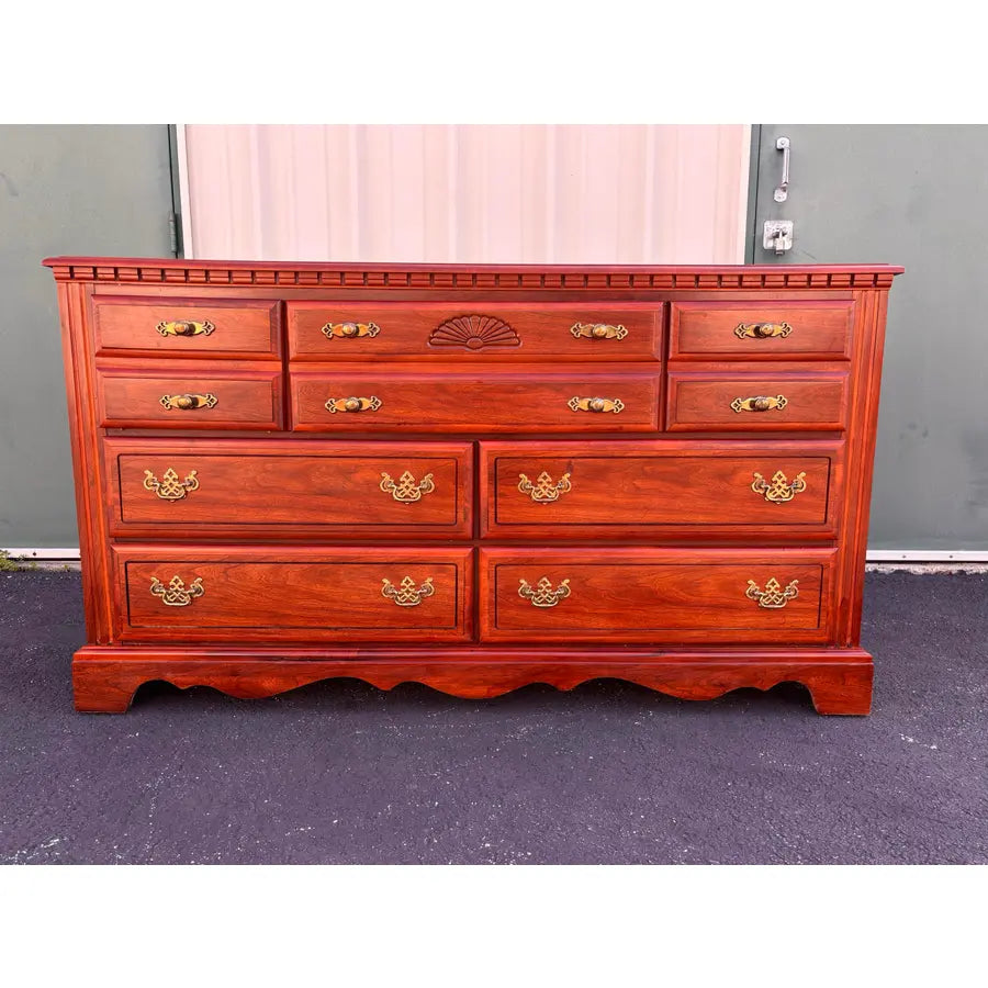 Broyhill Chippendale 7-Drawer Cherry Long Dresser