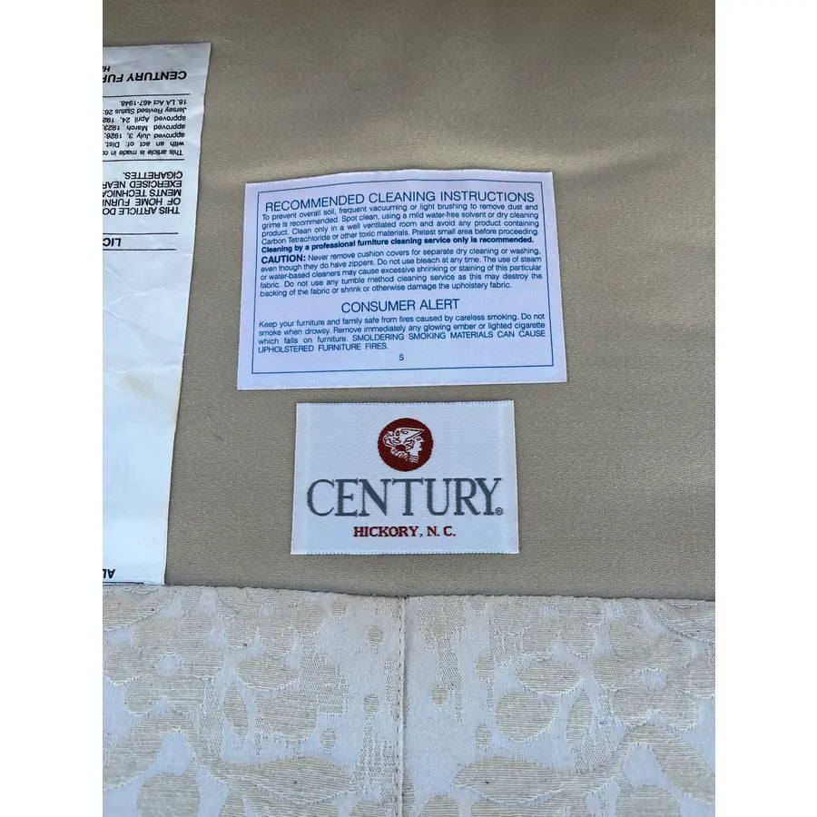 Century Furniture Down Filled Damask Silk Upholstered Tufted Loveseat