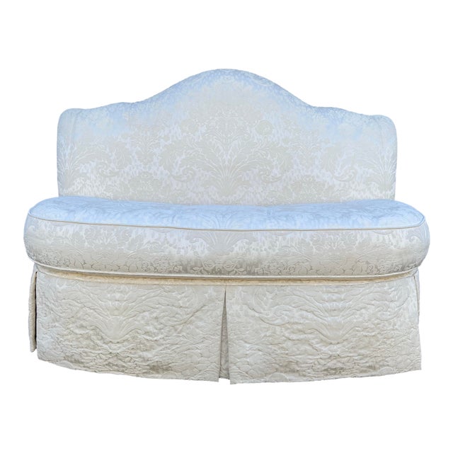 Century Furniture Down Filled Damask Silk Upholstered Tufted Loveseat