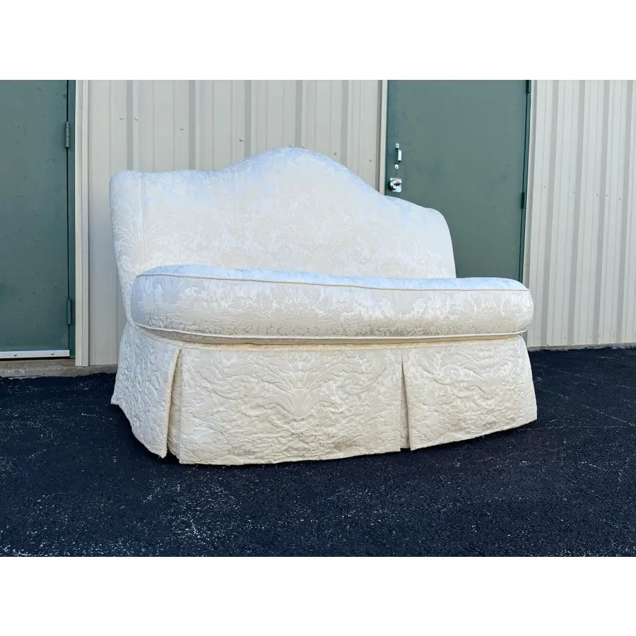 Century Furniture Down Filled Damask Silk Upholstered Tufted Loveseat