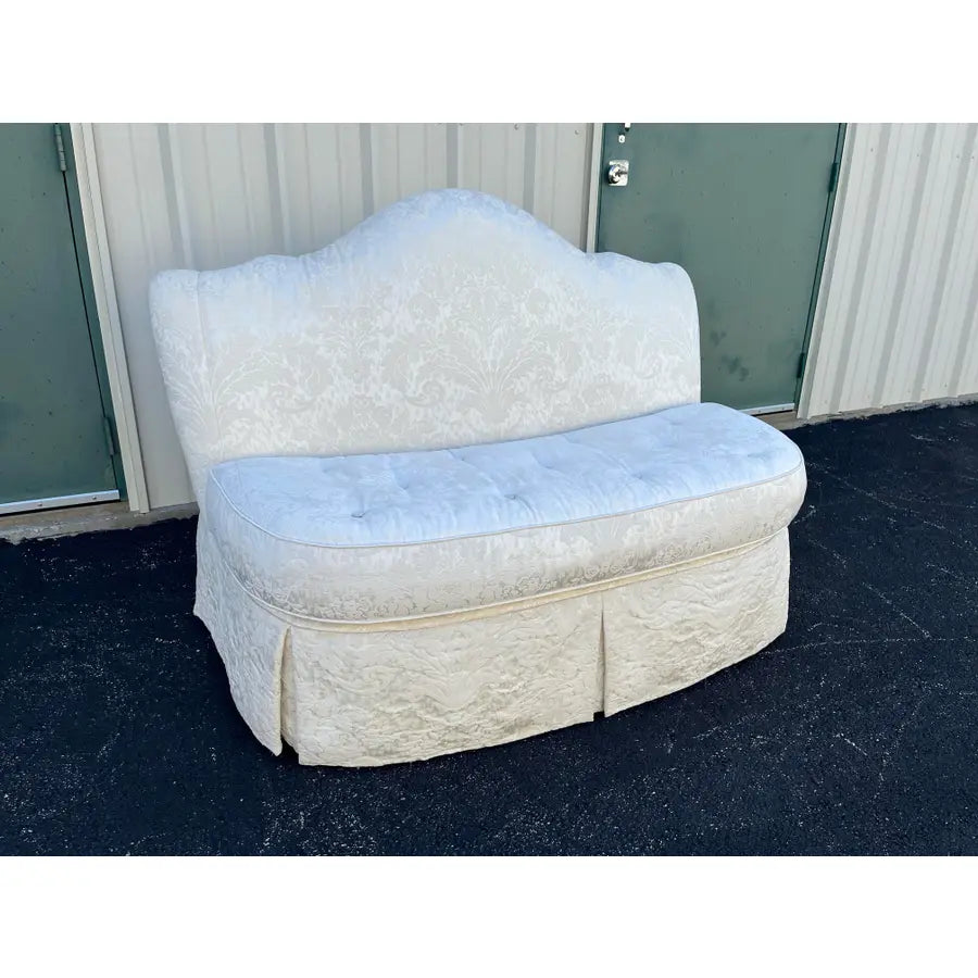 Century Furniture Down Filled Damask Silk Upholstered Tufted Loveseat
