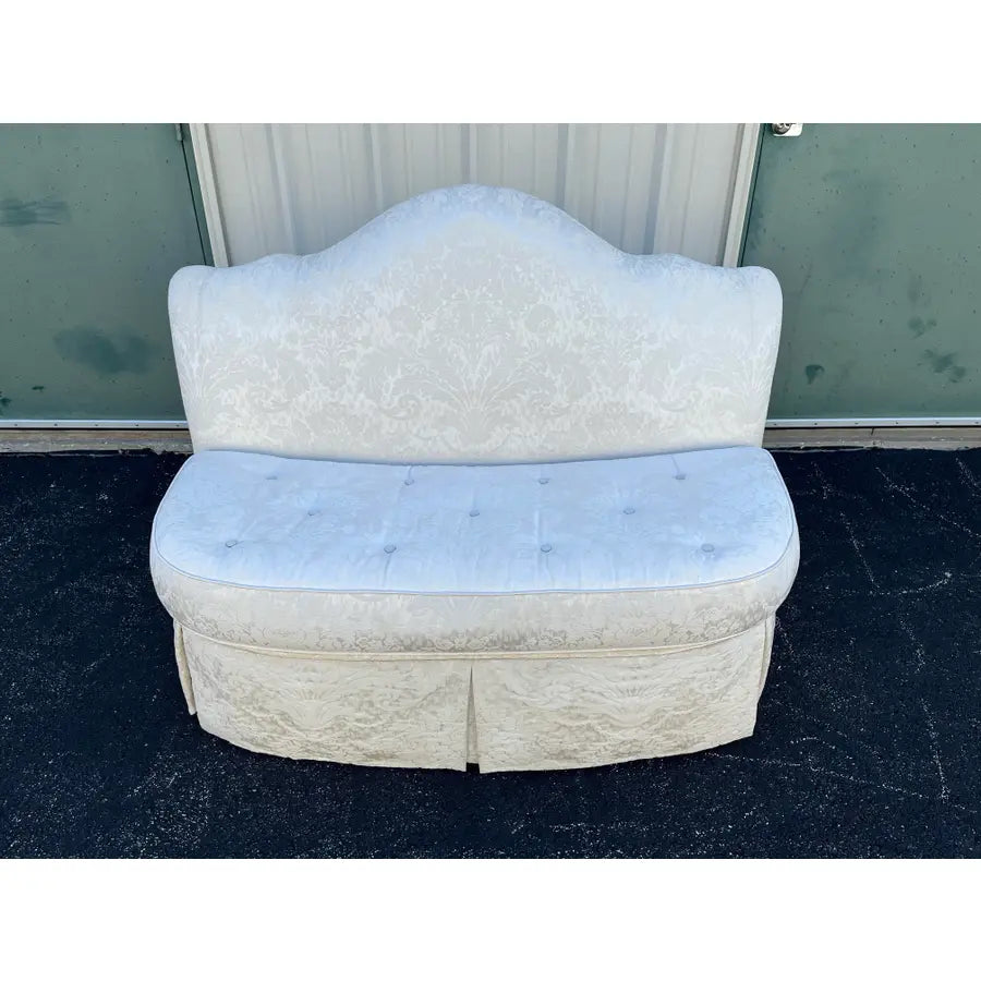 Century Furniture Down Filled Damask Silk Upholstered Tufted Loveseat